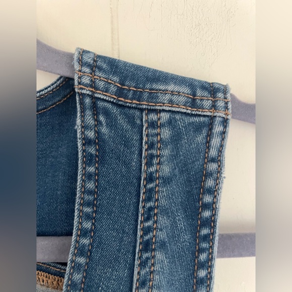 American Eagle Cropped Denim Bra Vest Tank Top Halter Size Small - Picture 7 of 10